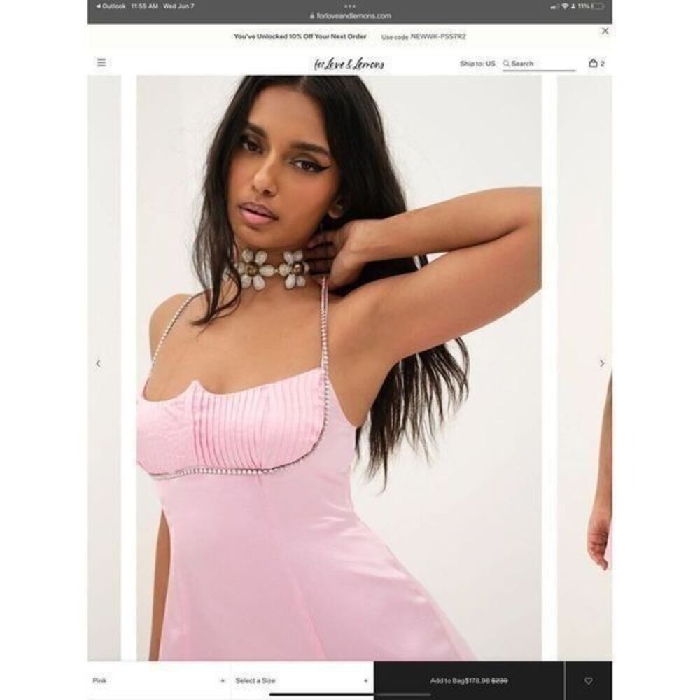 For love and lemons and Elora pink satin dress - Picture 2 of 5